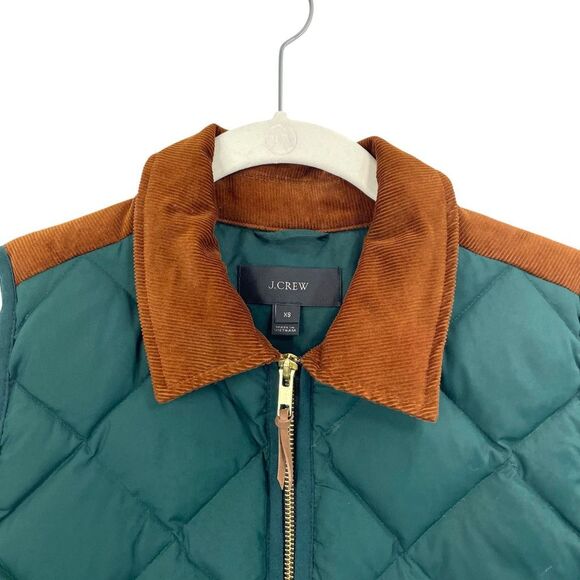 J. Crew‎ quilted excursion zip up vest Size XS green mustard yellow old money - Picture 2 of 8